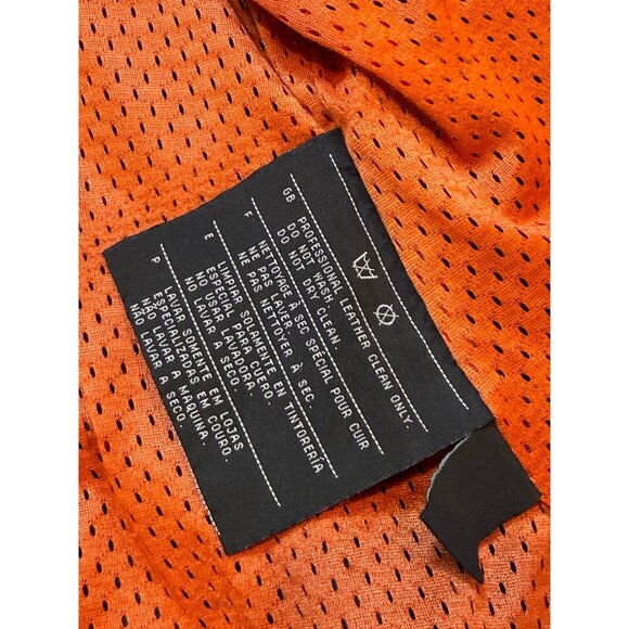 Vintage Harley Davidson Womens Black Leather Embroidered Jacket Orange Mesh Lini - Picture 12 of 13